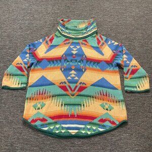 Chaps Navajo Aztec Southwestern Cowl Neck Knit Sweater Medium M
